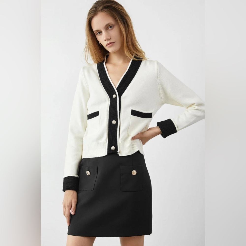 J.ING Black and White Cardigan Sweater